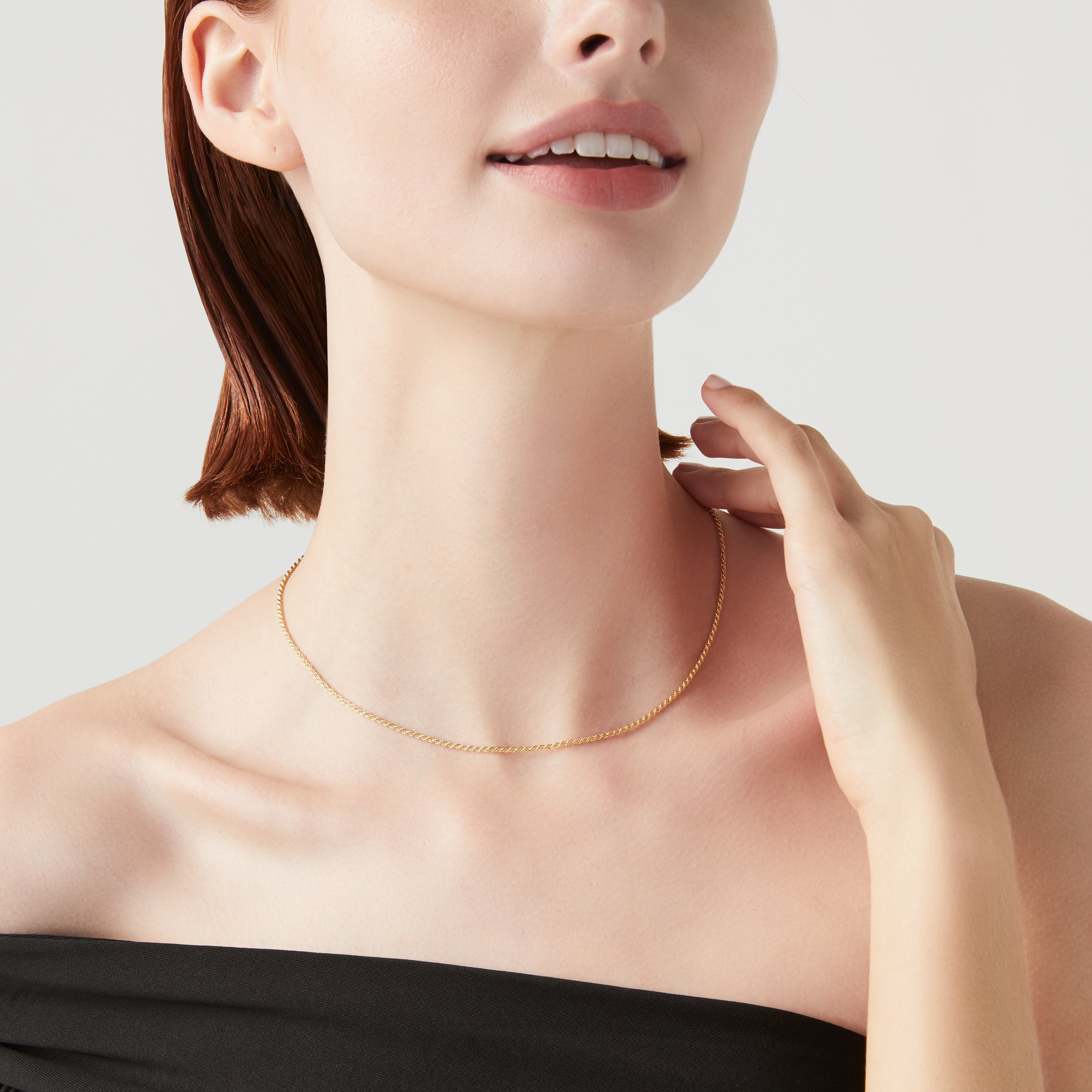 Rope Necklace in 18k gold over sterling silver, 1.5mm