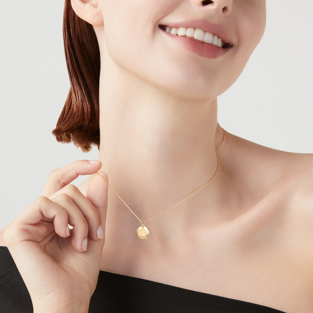 Adjustable Initial Pendant Necklace in 18k Gold Over Sterling Silver