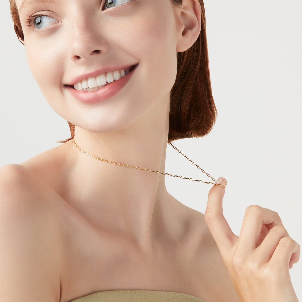 Paperclip Chain Necklace in 18K Gold over Sterling Silver, 2mm