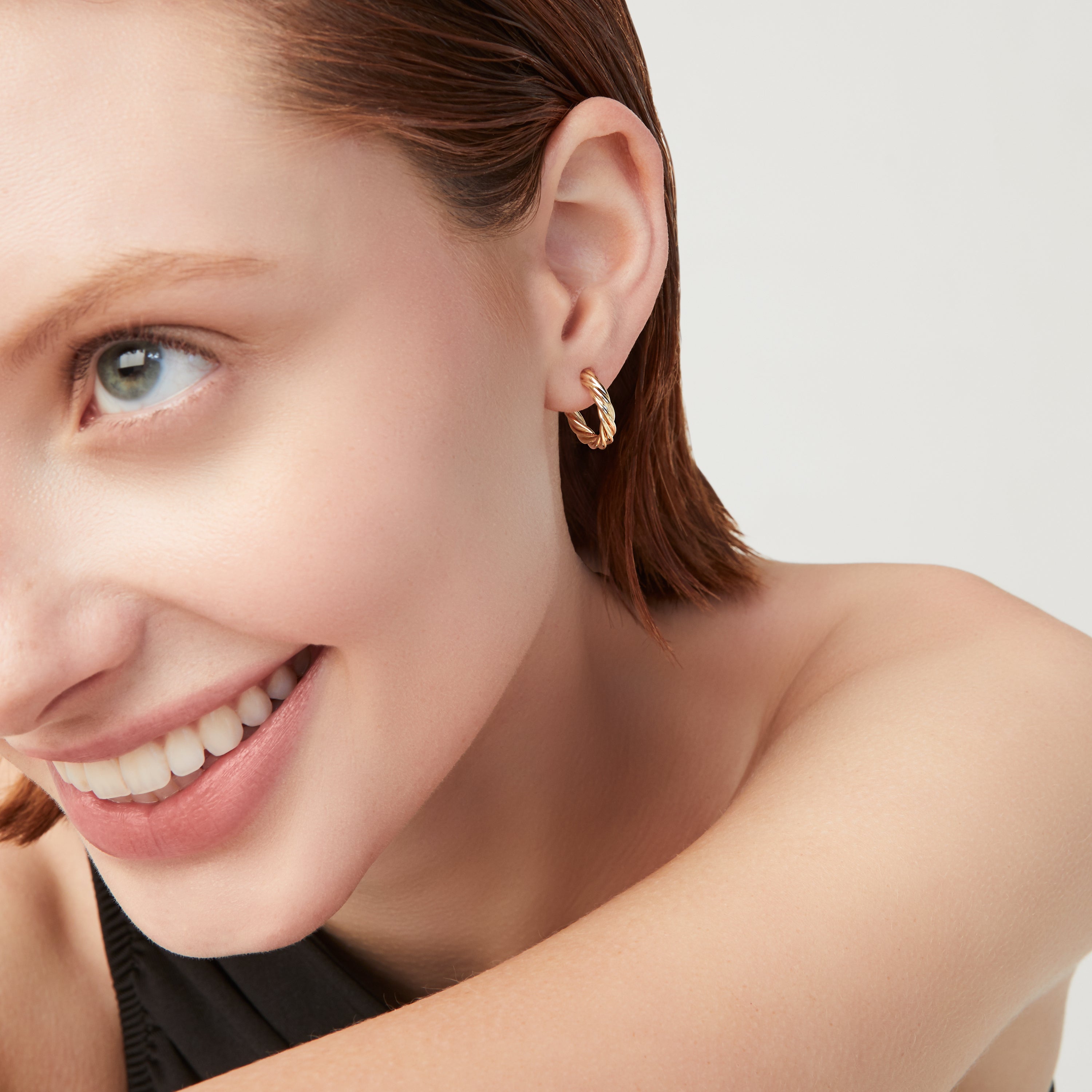 Lightweight Twisted Hoop Earrings in 18k Gold Over Sterling Silver