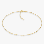 Singapore Bead Adjustable Choker Necklace in 18k gold over sterling silver