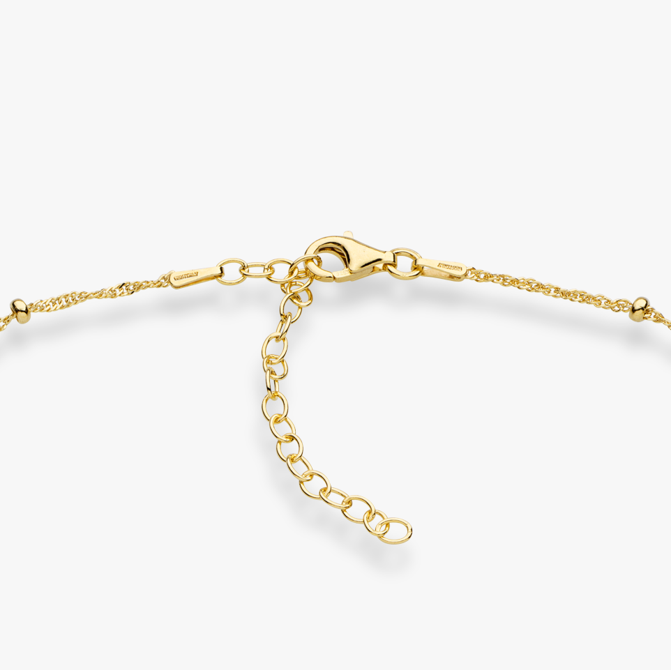 Singapore Bead Adjustable Choker Necklace in 18k gold over sterling silver