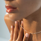 Singapore Bead Adjustable Choker Necklace in Sterling Silver