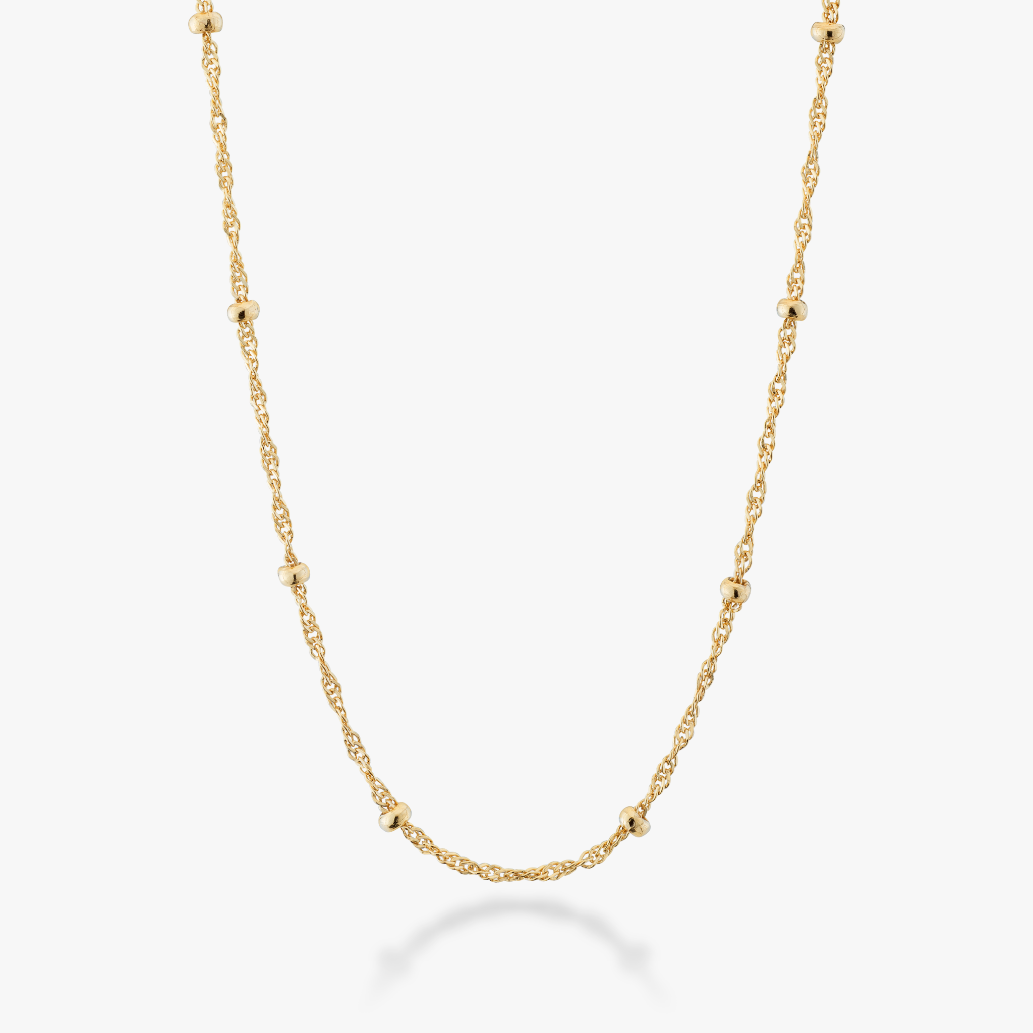 Singapore Bead Necklace in 18k gold over sterling silver