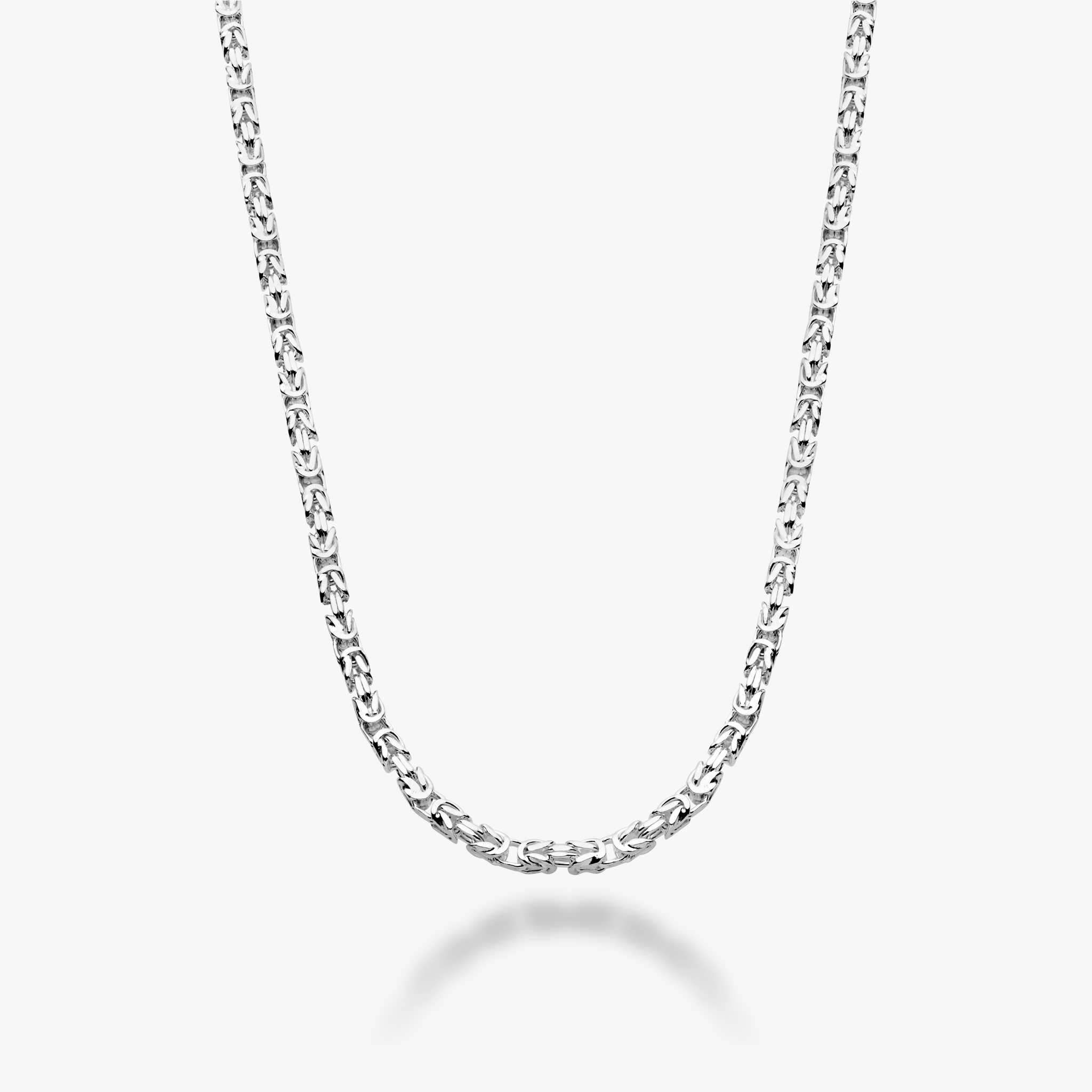 Square Byzantine Necklace in Sterling Silver, 3mm