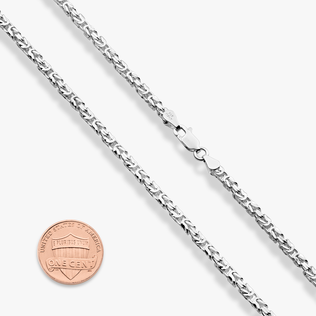 Square Byzantine Necklace in Sterling Silver, 3mm