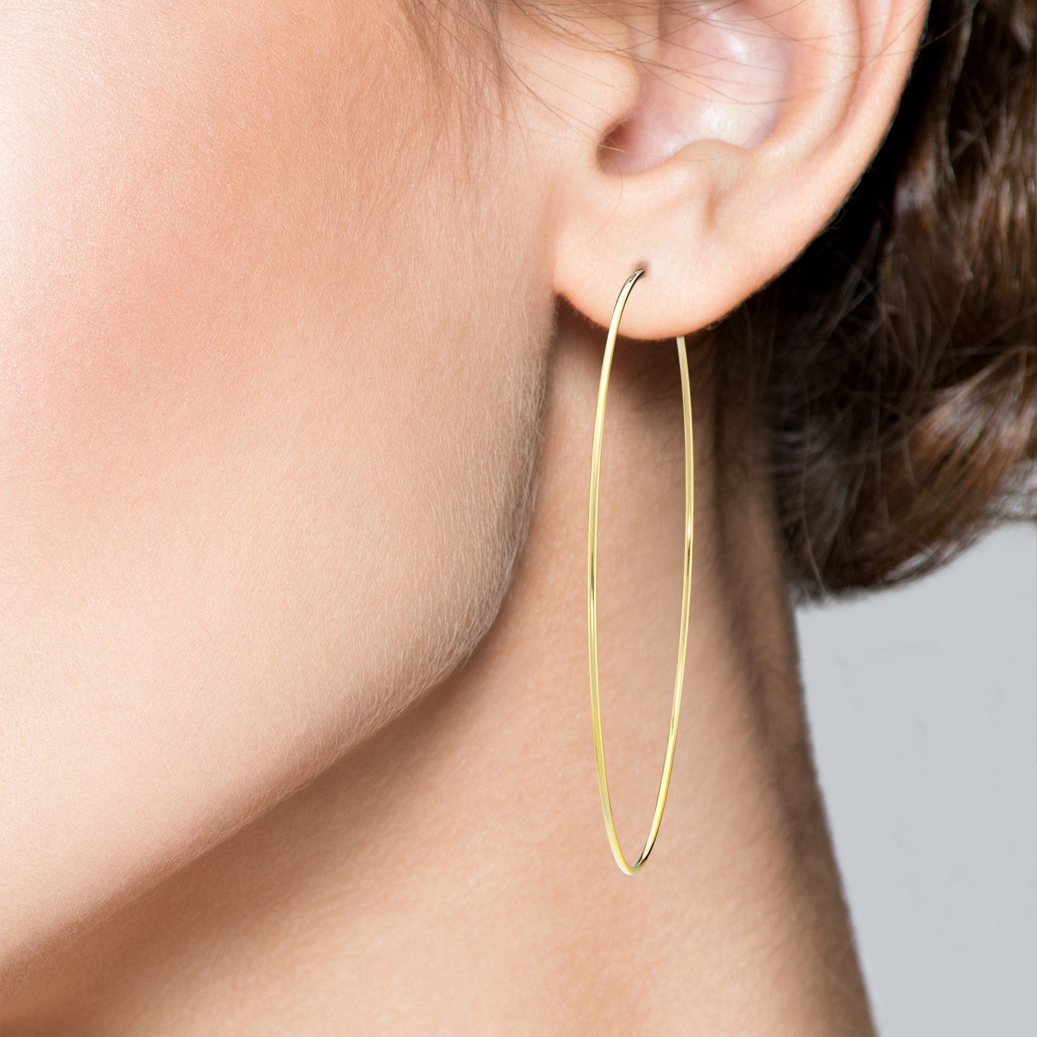 Thin Wire Hoop Earrings  in 18k gold over sterling silver, 60mm