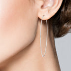 Thin Wire Hoop Earrings  in Sterling Silver, 60mm