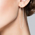 Thin Wire Hoop Earrings  in Sterling Silver, 70mm