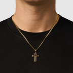 Onyx Stone Cross (Gold)