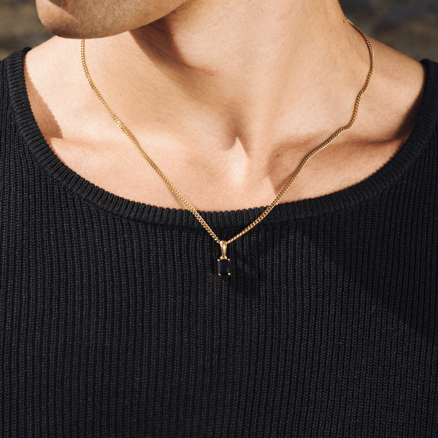 Onyx Stone Pendant (Gold)