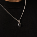 Onyx Stone Rectangle (Silver)