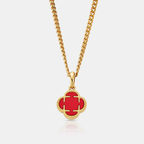 Light Red Clover Stone Pendant (Gold)