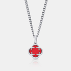 Light Red Clover Stone Pendant (Silver)