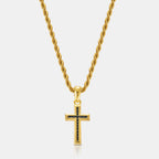 Mini Onyx Stone Cross (Gold)