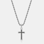 Mini Onyx Stone Cross (Silver)