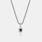 Mini Onyx Stone Rectangle (Silver)