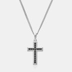Onyx Stone Cross (Silver)