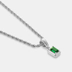 Mini Emerald Stone Rectangle (Silver)