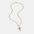 Onyx Stone Cross (Gold)