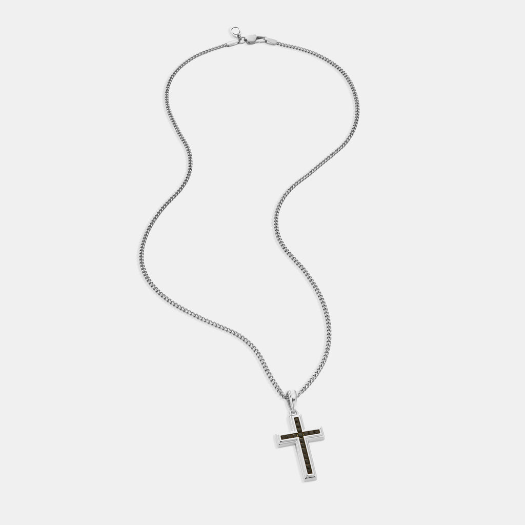Onyx Stone Cross (Silver)