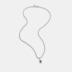 Mini Emerald Stone Rectangle (Silver)