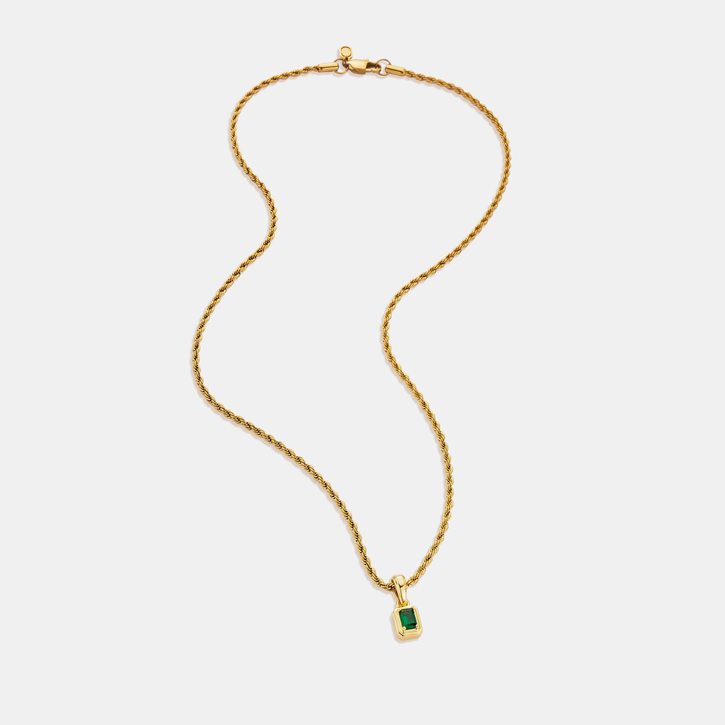 Mini Emerald Stone Rectangle (Gold)