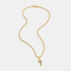 Mini Onyx Stone Cross (Gold)