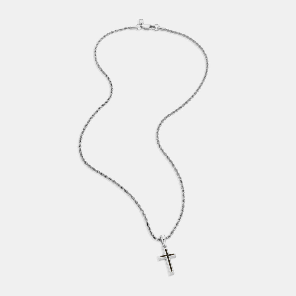 Mini Onyx Stone Cross (Silver)