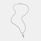 Mini Emerald Stone Cross (Silver)